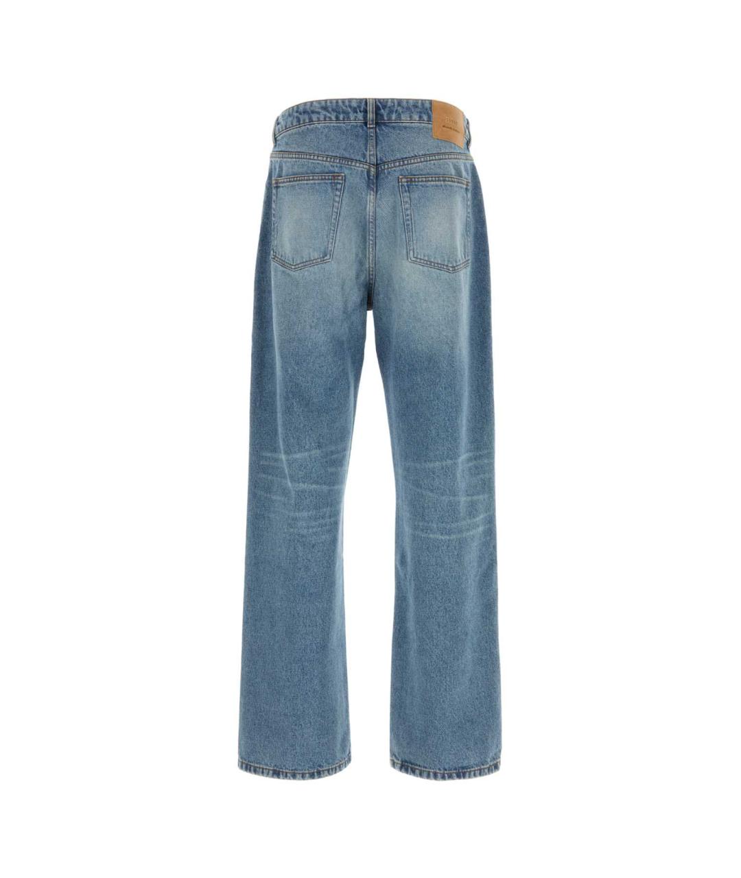 Ami Paris Голубые хлопковые прямые джинсы, фото 2