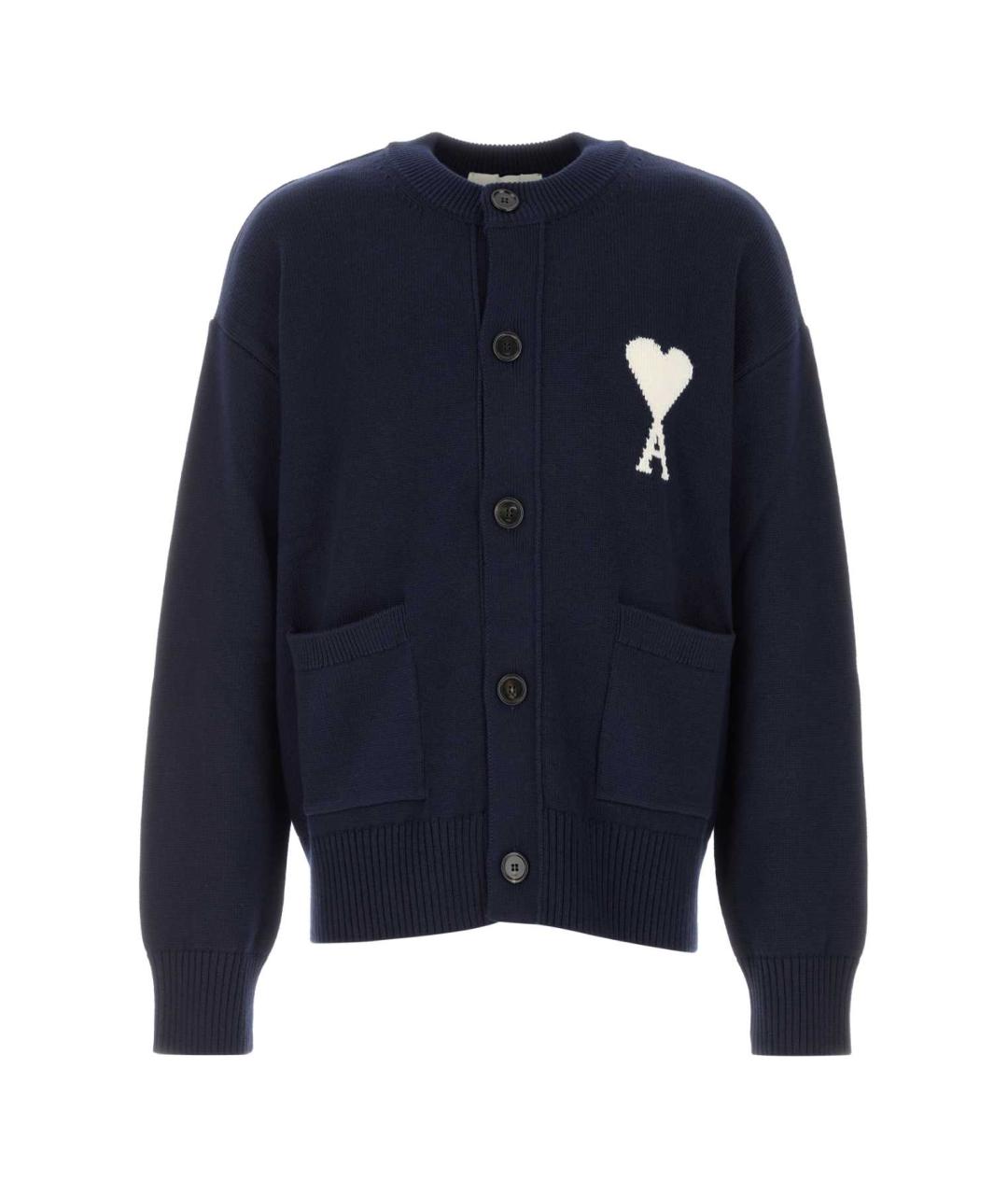 Ami Paris Темно-синий шерстяной кардиган, фото 1