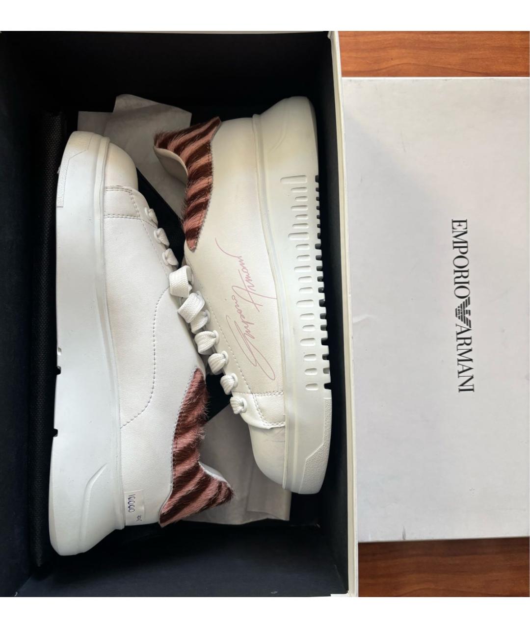 EMPORIO ARMANI Белые кожаные кроссовки, фото 5