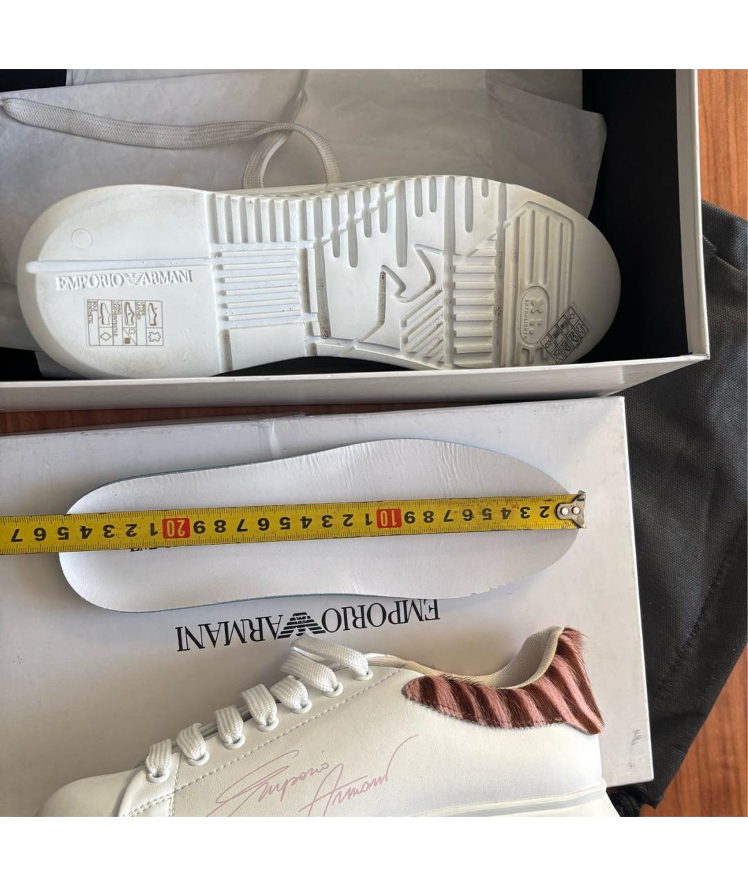 EMPORIO ARMANI Белые кожаные кроссовки, фото 6