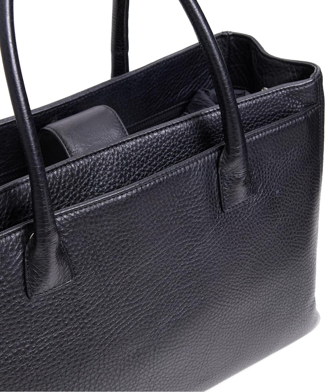 CHANEL Черная кожаная сумка с короткими ручками, фото 3