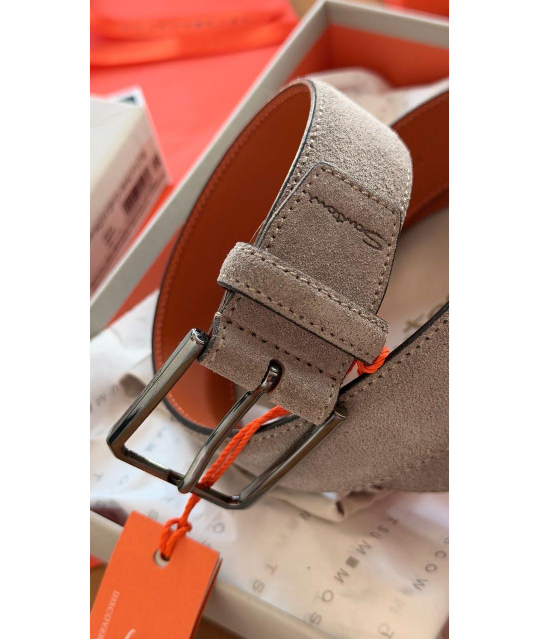 SANTONI Серый замшевый ремень, фото 5