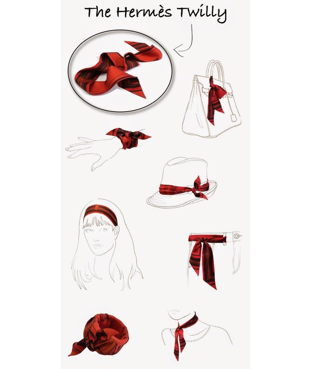 HERMES Коралловый шелковый платок, фото 6