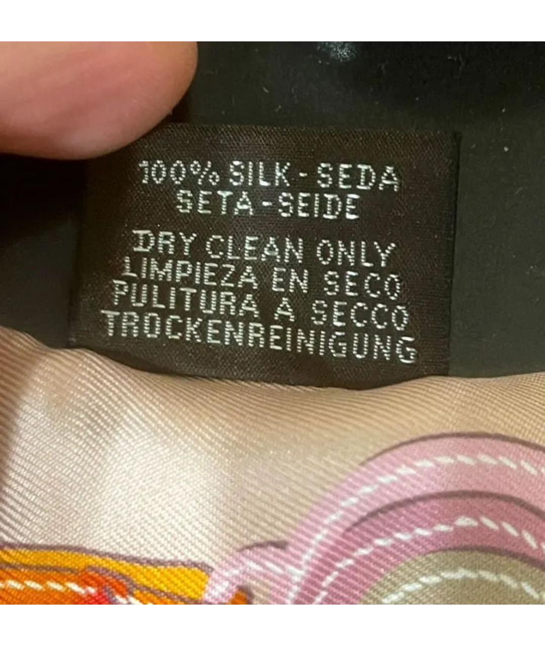 HERMES Коралловый шелковый платок, фото 5