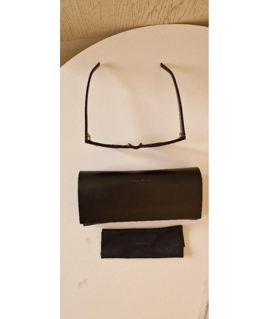 SAINT LAURENT Коричневые пластиковые солнцезащитные очки, фото 4