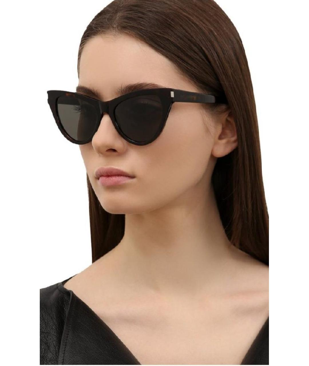 SAINT LAURENT Коричневые пластиковые солнцезащитные очки, фото 9