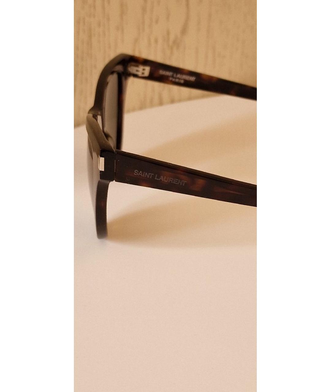 SAINT LAURENT Коричневые пластиковые солнцезащитные очки, фото 3
