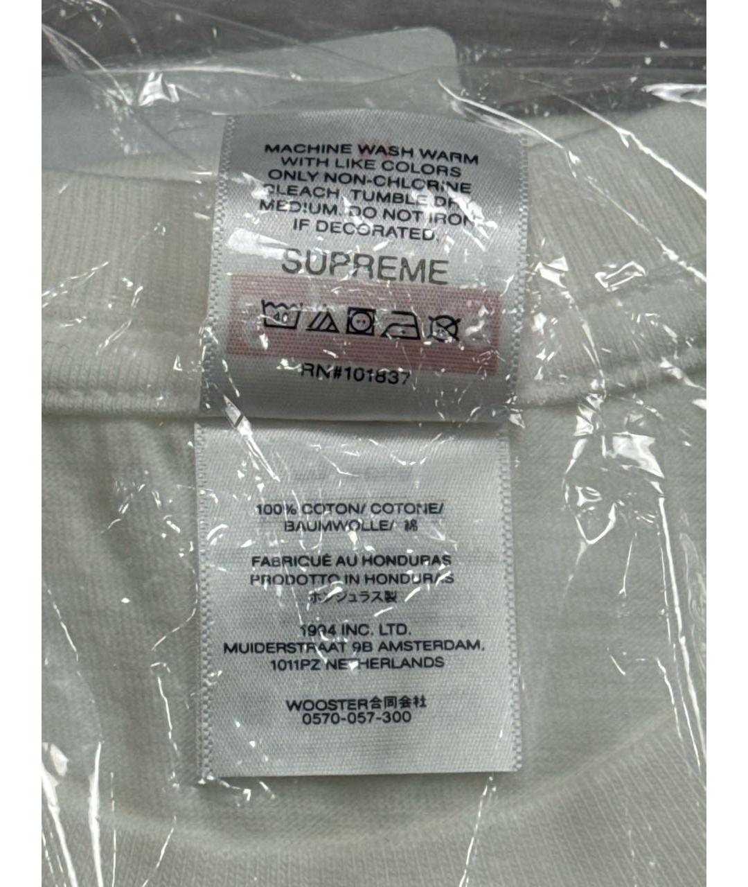 SUPREME Белая хлопковая футболка, фото 6