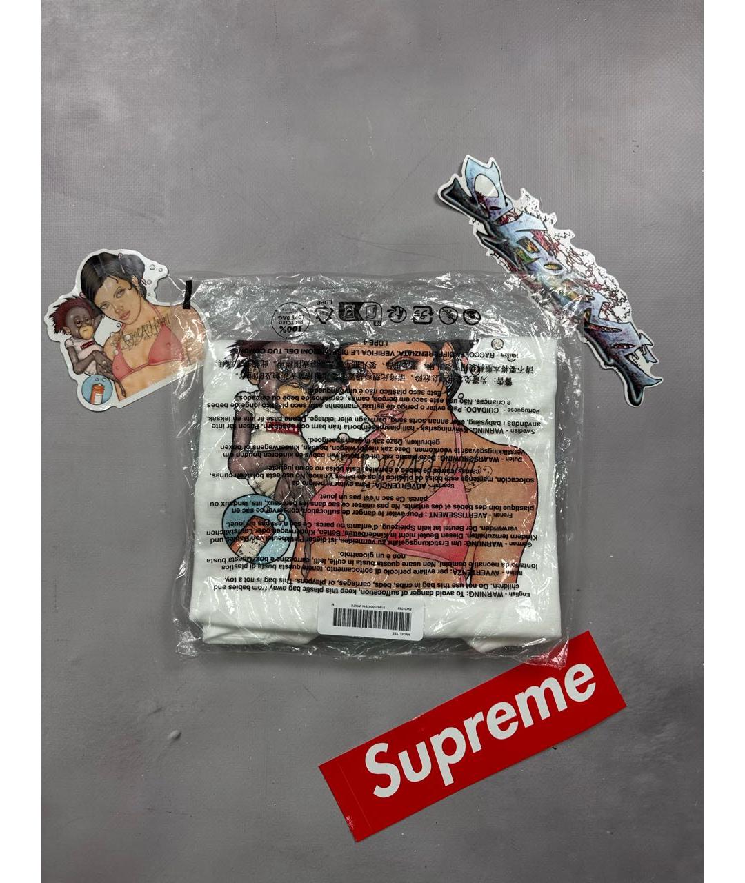 SUPREME Белая хлопковая футболка, фото 2