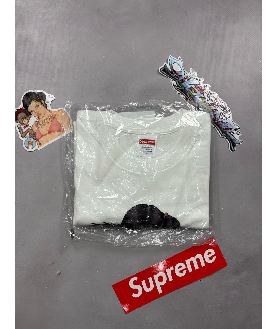 SUPREME Белая хлопковая футболка, фото 4