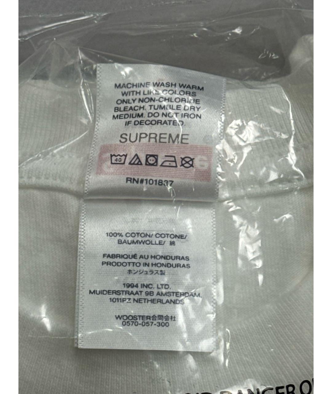 SUPREME Белая хлопковая футболка, фото 6