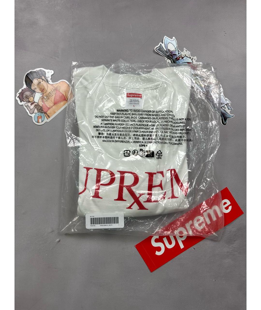 SUPREME Белая хлопковая футболка, фото 2