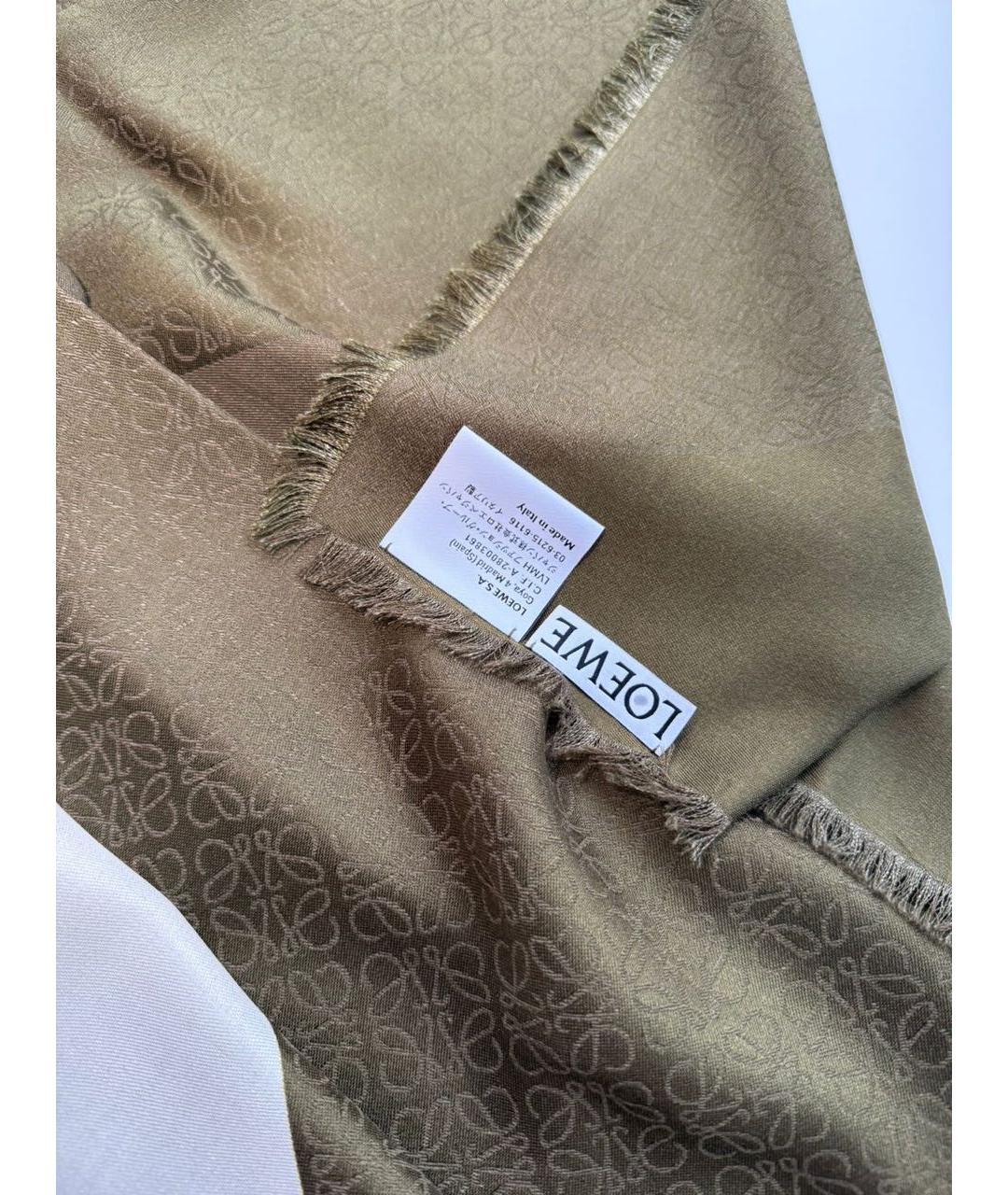 LOEWE Хаки шерстяной платок, фото 2