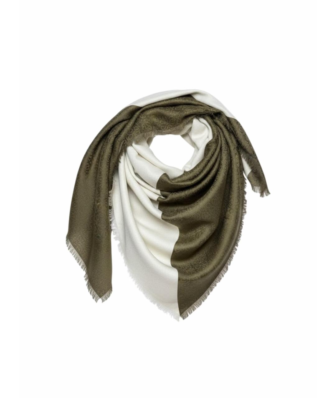 LOEWE Хаки шерстяной платок, фото 1