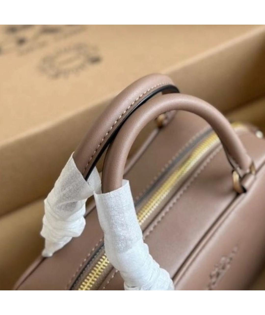 COACH Бежевая кожаная сумка с короткими ручками, фото 6