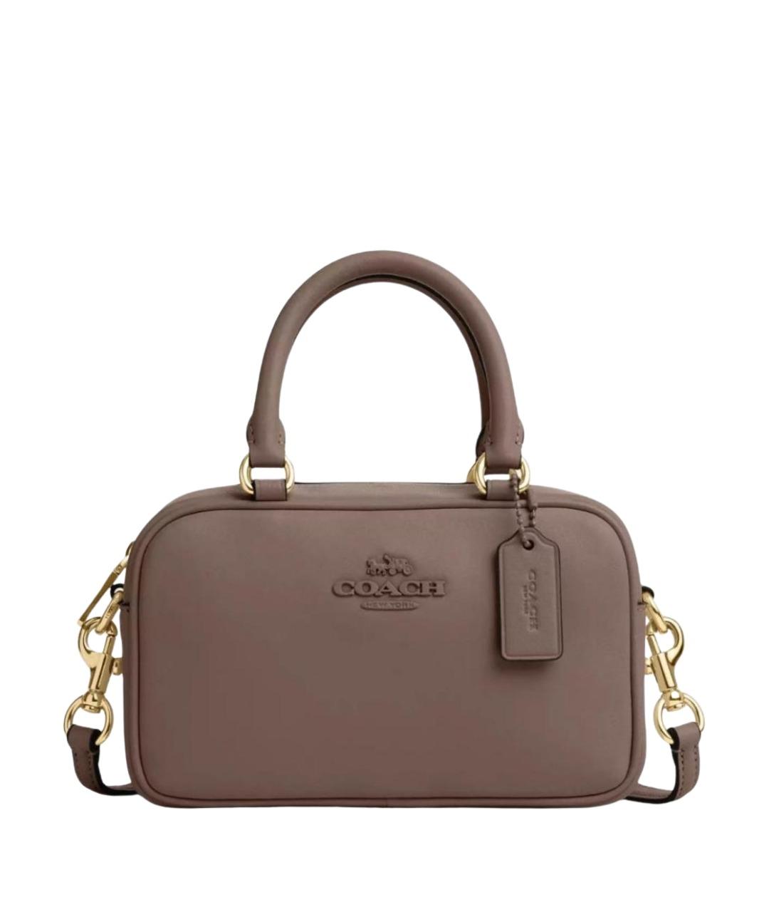 COACH Бежевая кожаная сумка с короткими ручками, фото 1