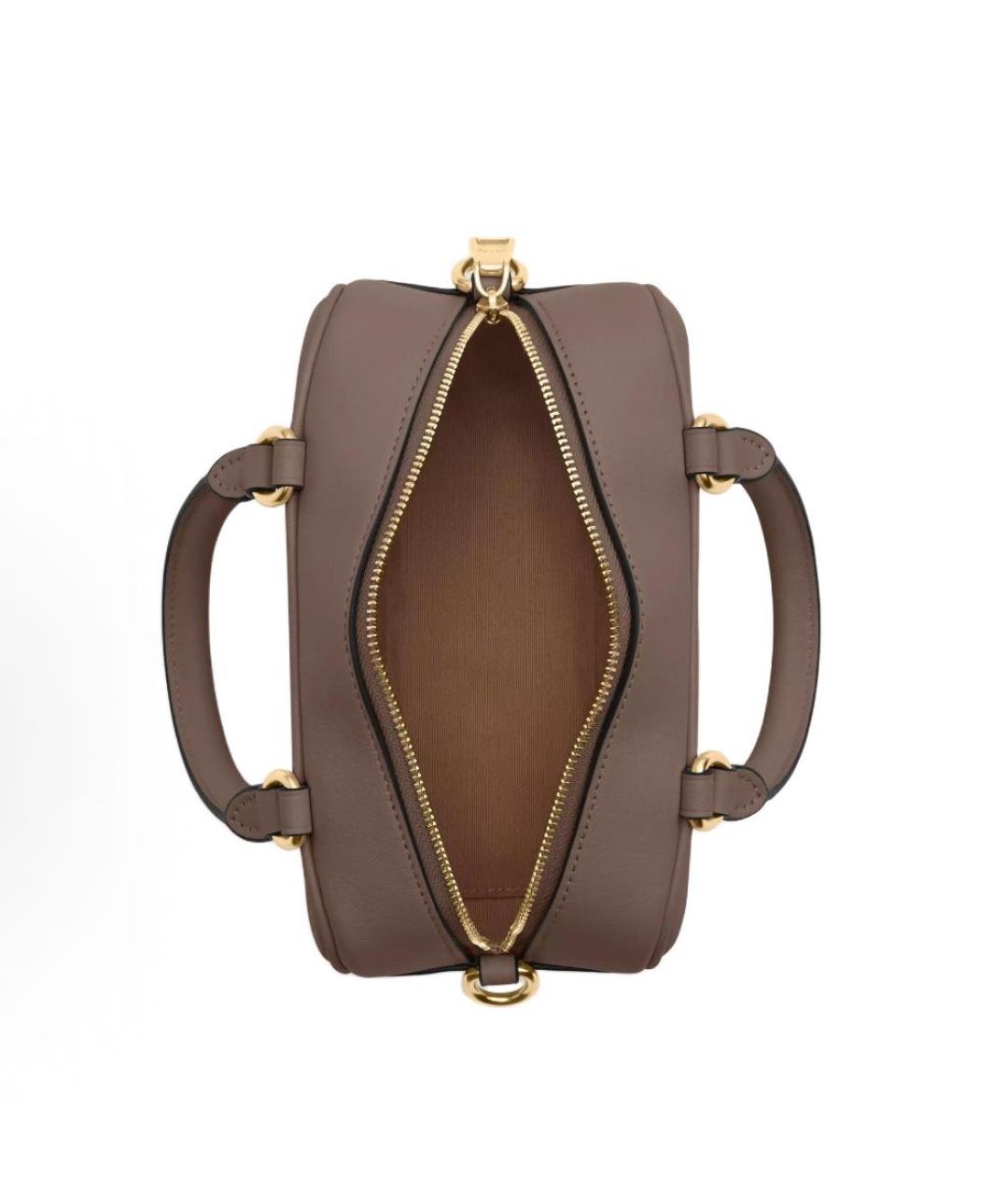 COACH Бежевая кожаная сумка с короткими ручками, фото 3