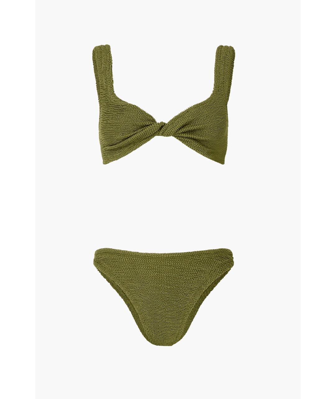 HUNZA G Хаки полиамидовый купальник, фото 3