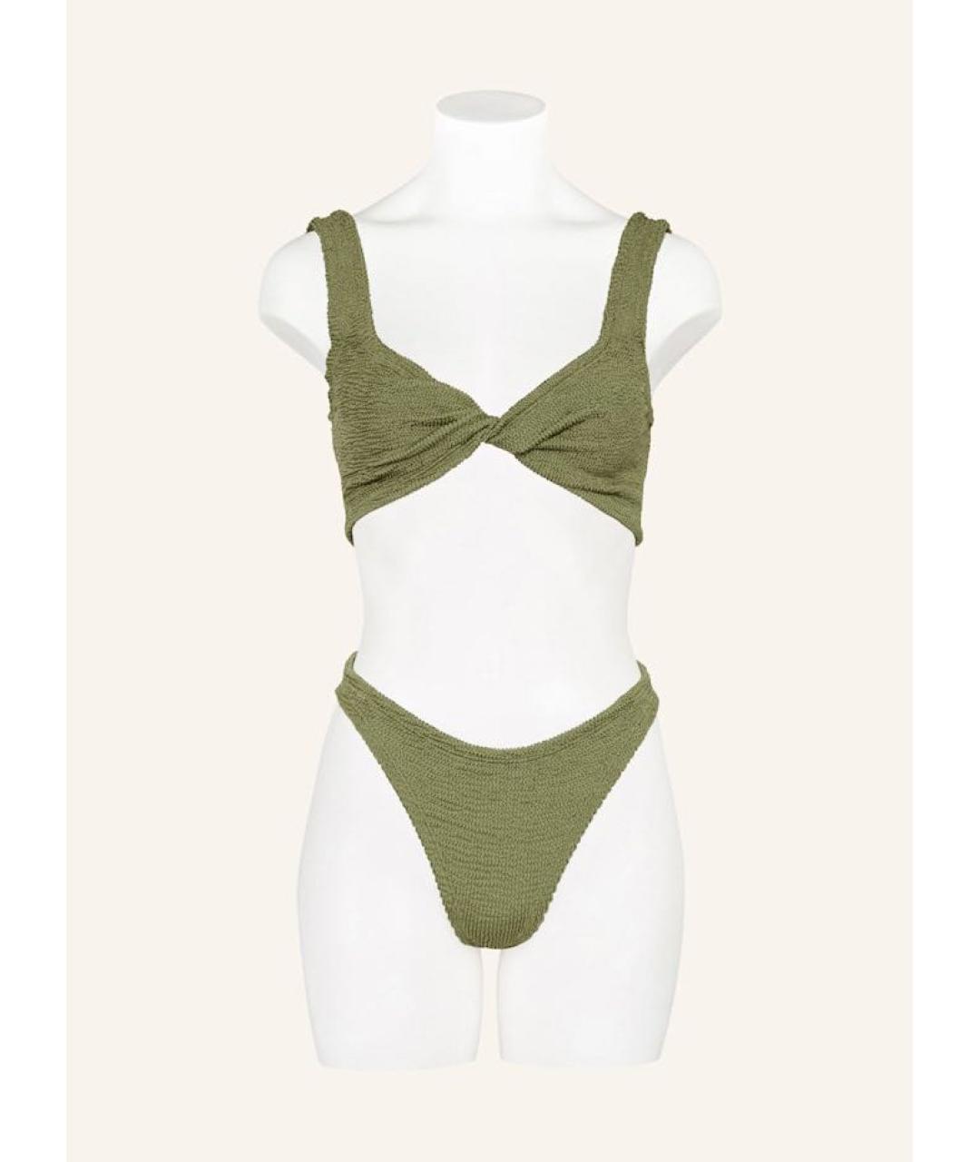 HUNZA G Хаки полиамидовый купальник, фото 2