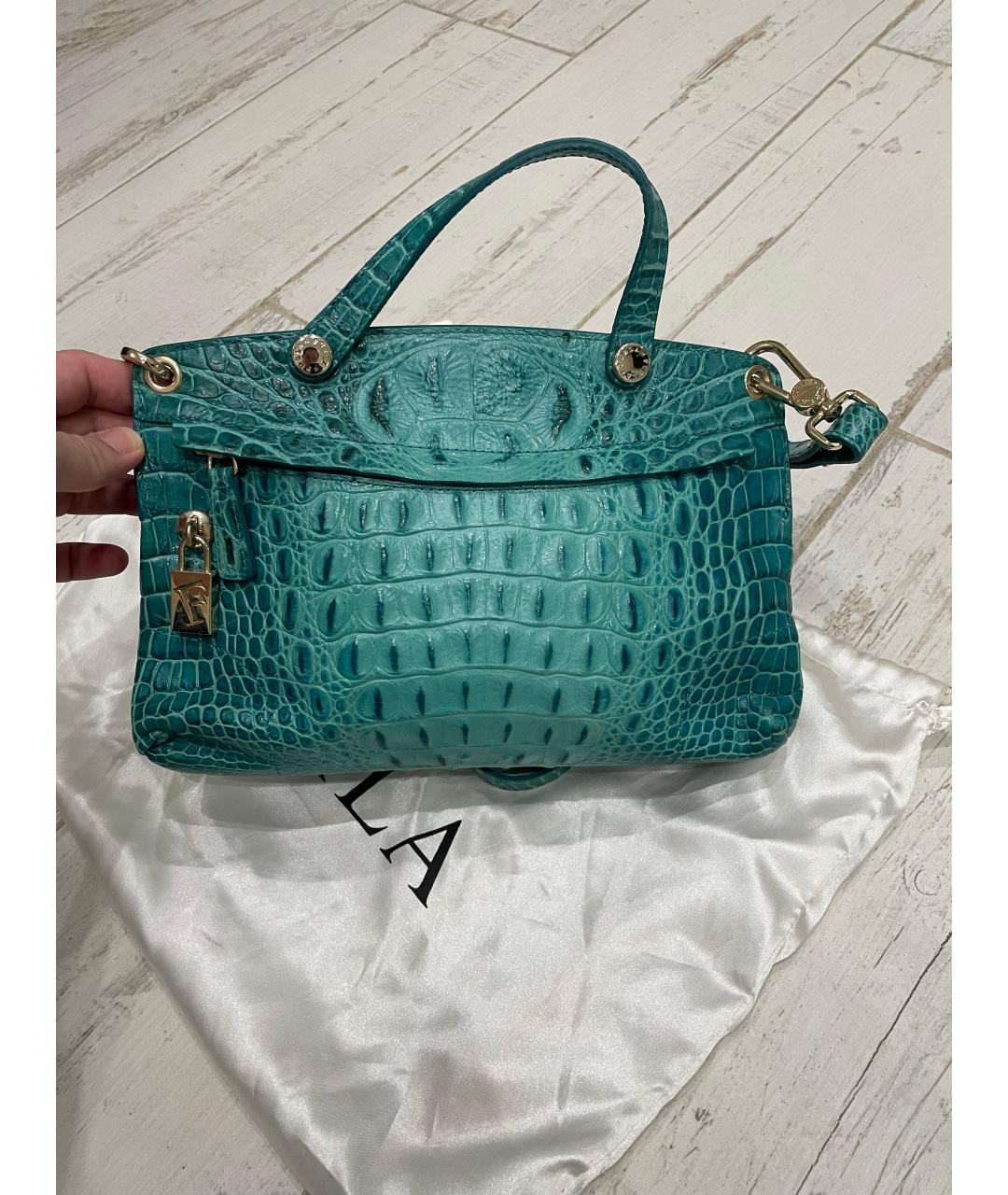 FURLA Бирюзовая кожаная сумка через плечо, фото 2