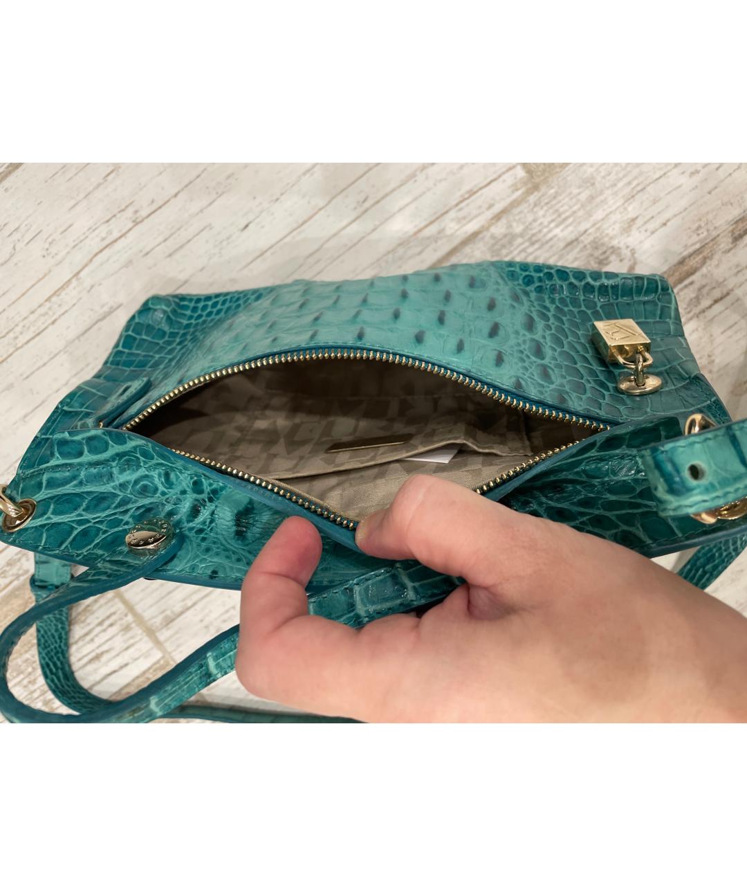 FURLA Бирюзовая кожаная сумка через плечо, фото 4