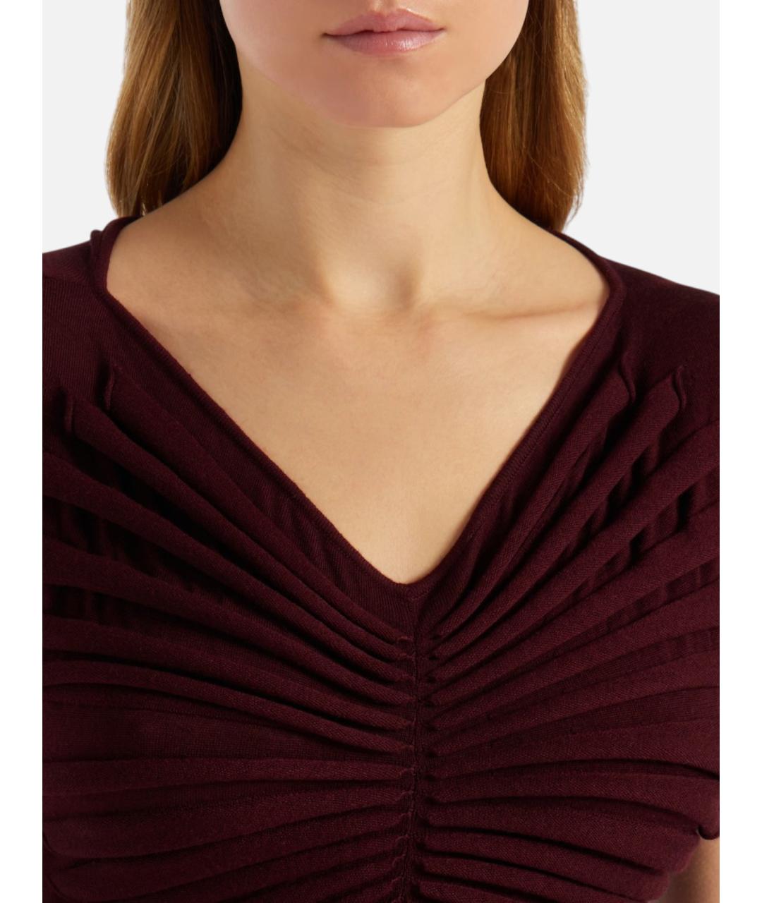 ALAIA Бордовое шерстяное вечернее платье, фото 3