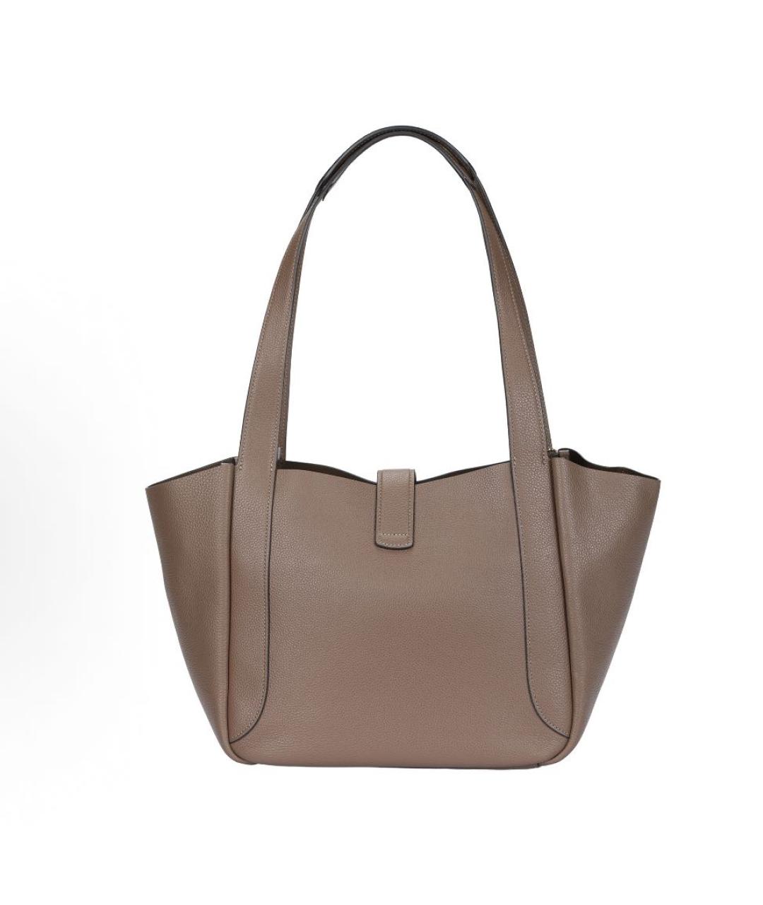 COACH Бежевая кожаная сумка тоут, фото 5