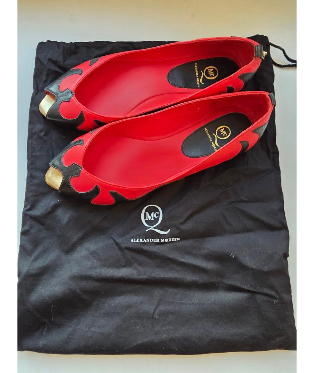 ALEXANDER MCQUEEN Красные кожаные балетки, фото 6