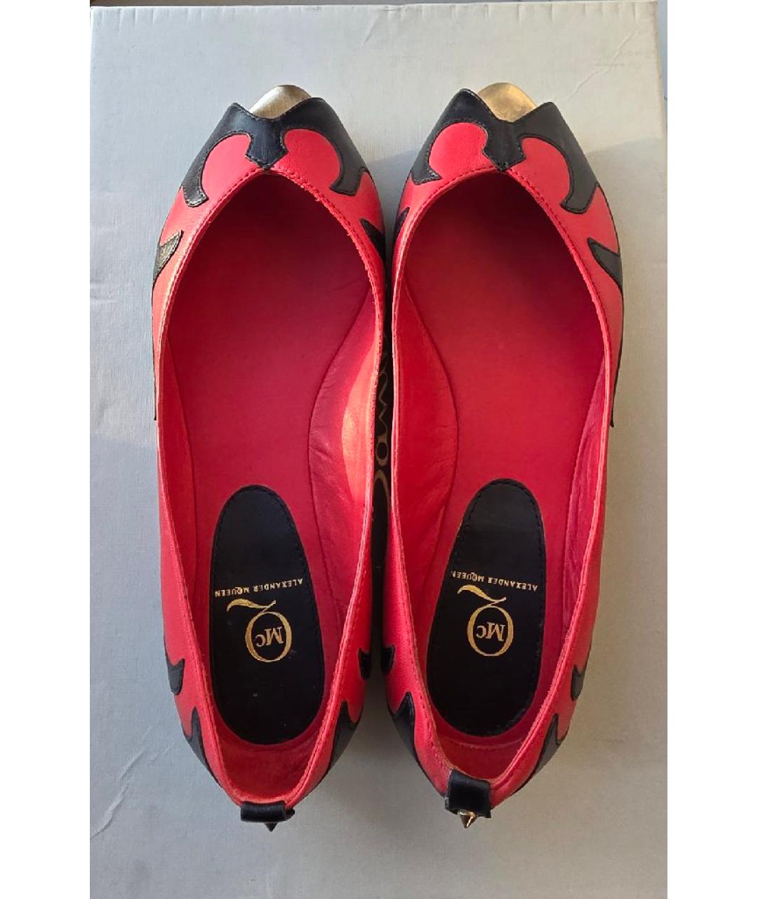 ALEXANDER MCQUEEN Красные кожаные балетки, фото 3