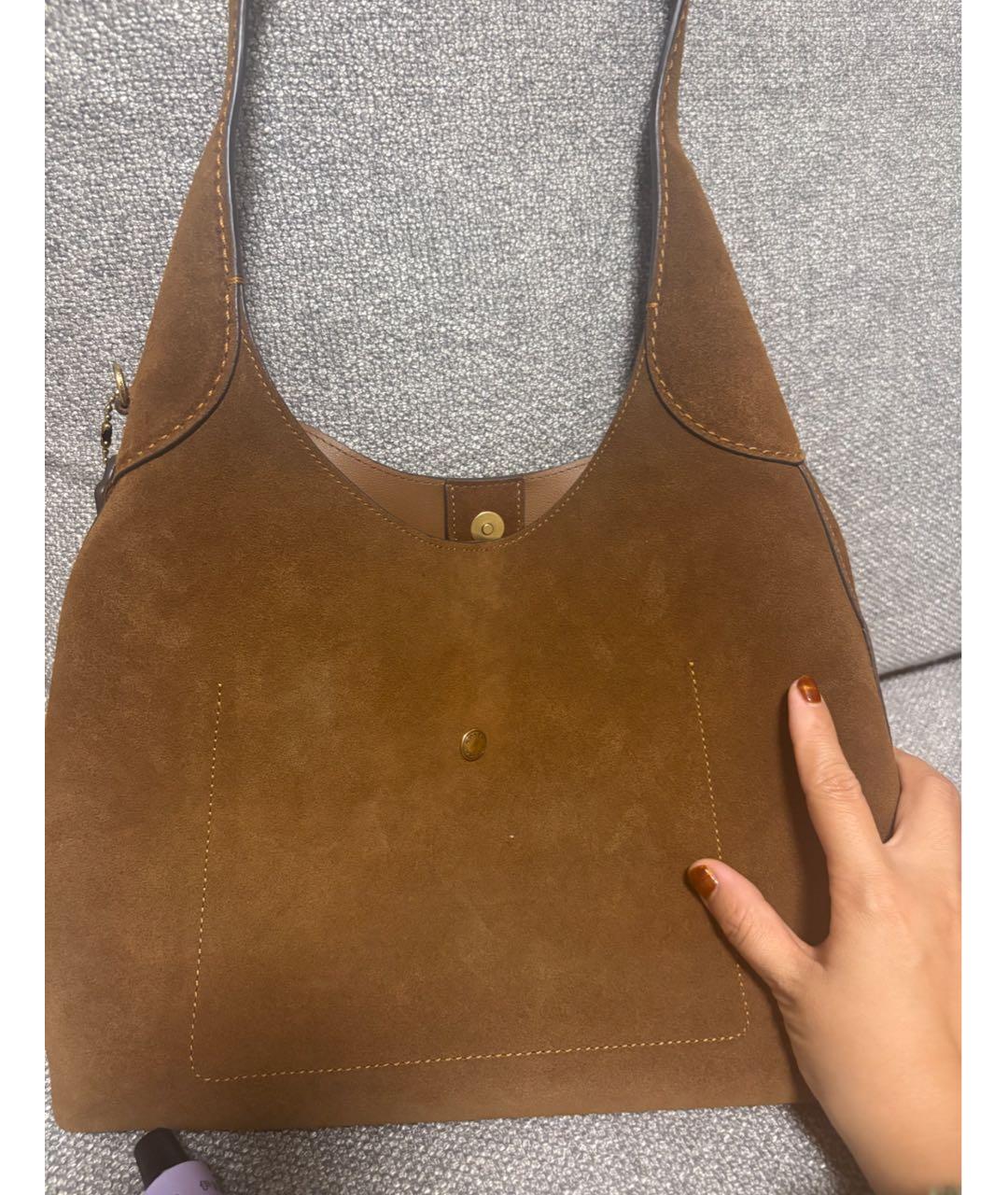 COACH Коричневая замшевая сумка через плечо, фото 6