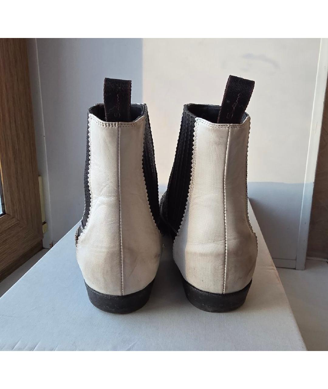 SANTONI Белые кожаные ботинки, фото 4