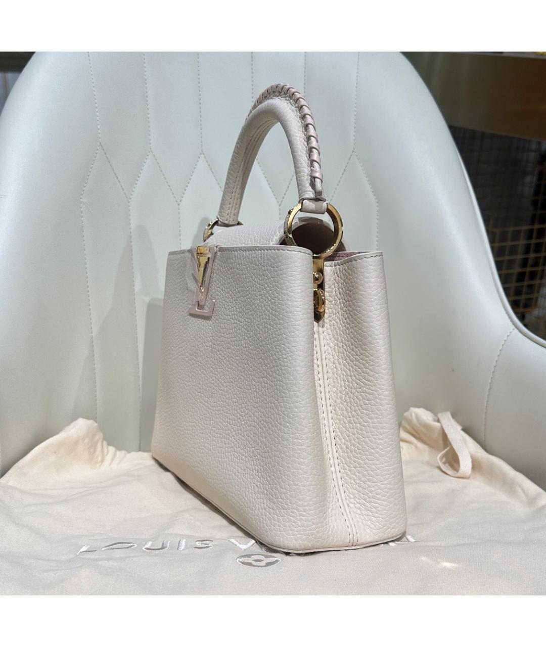 LOUIS VUITTON Бежевая кожаная сумка с короткими ручками, фото 4