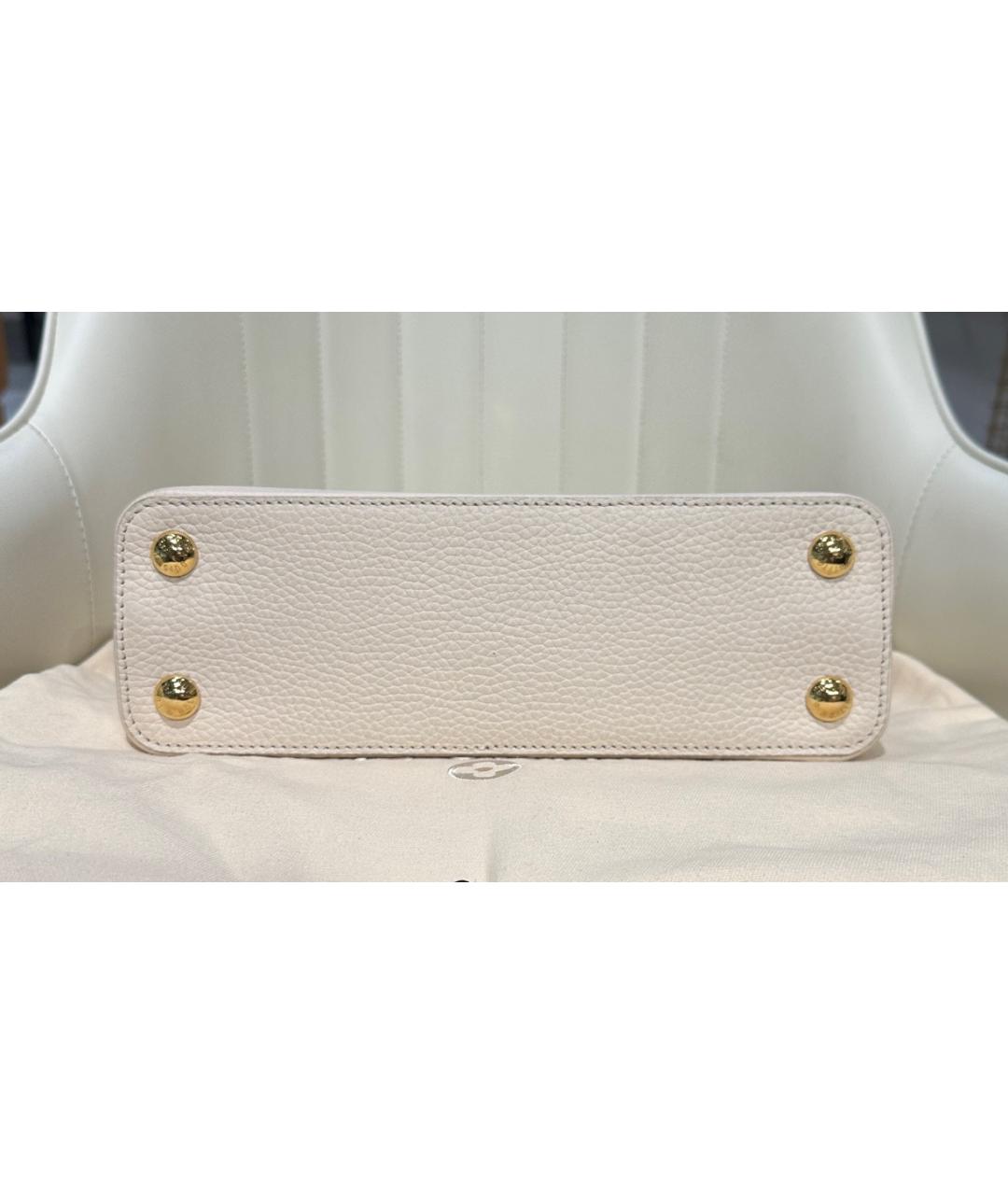 LOUIS VUITTON Бежевая кожаная сумка с короткими ручками, фото 5