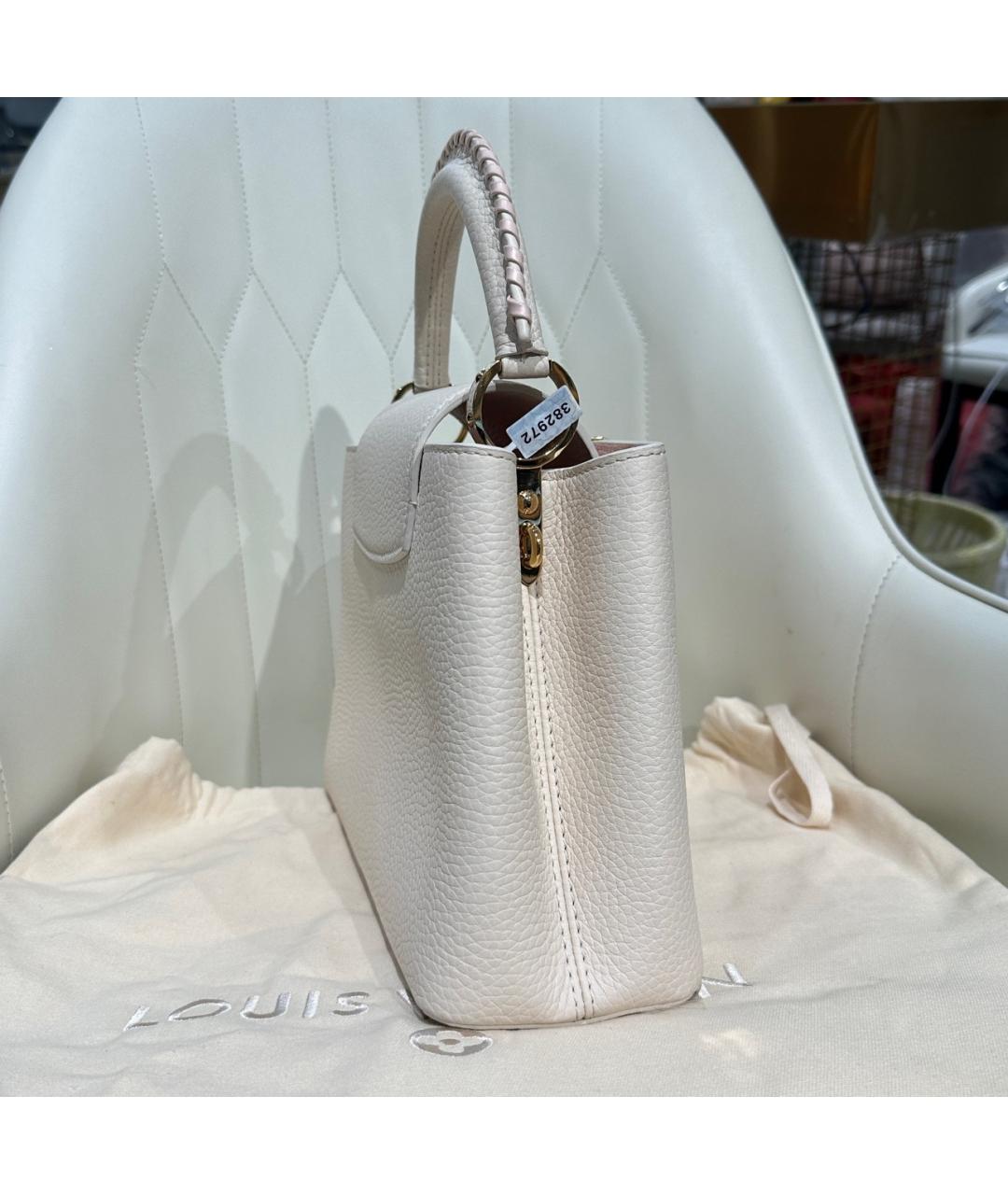 LOUIS VUITTON Бежевая кожаная сумка с короткими ручками, фото 3