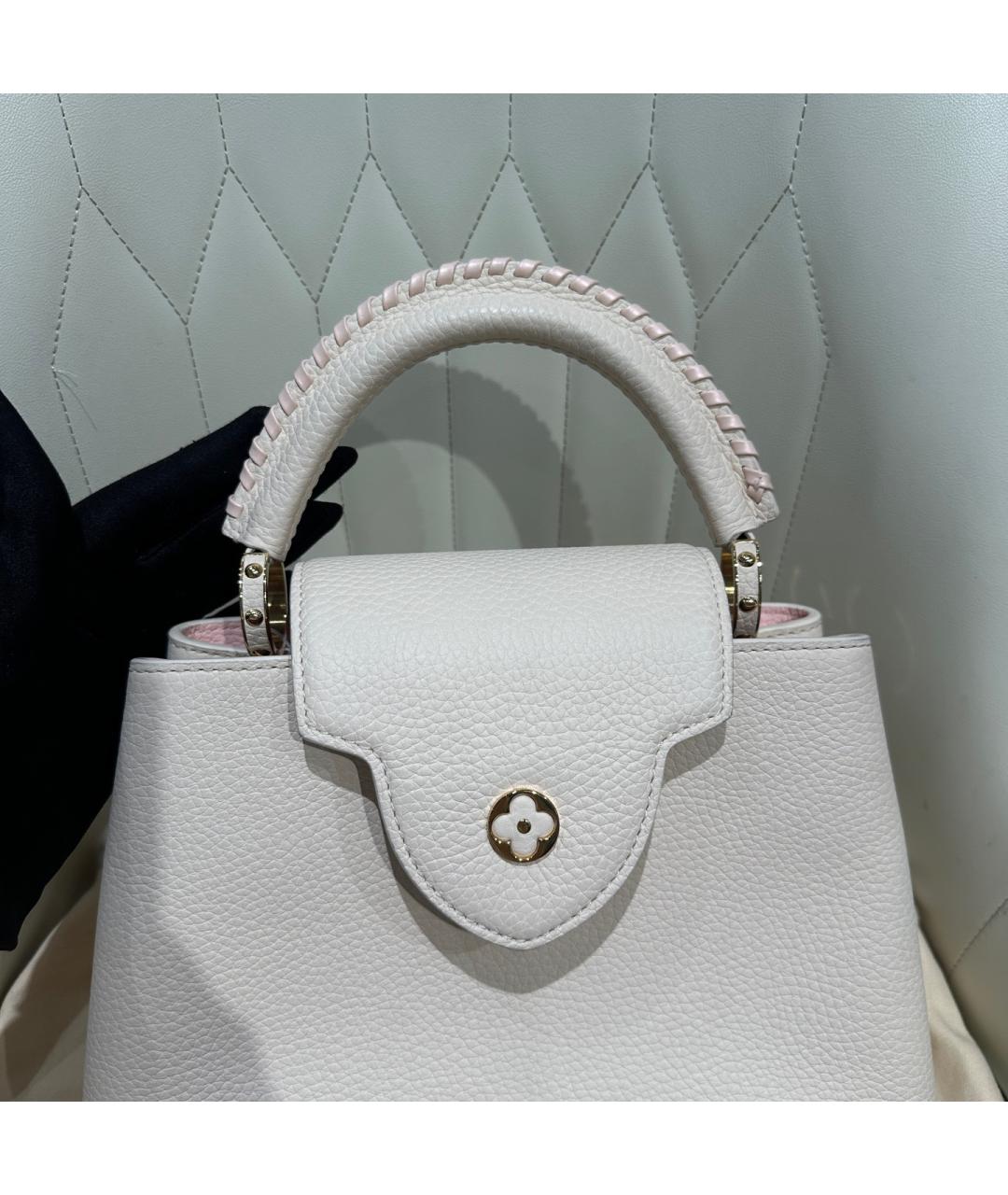 LOUIS VUITTON Бежевая кожаная сумка с короткими ручками, фото 6