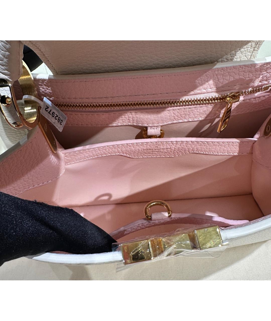 LOUIS VUITTON Бежевая кожаная сумка с короткими ручками, фото 7