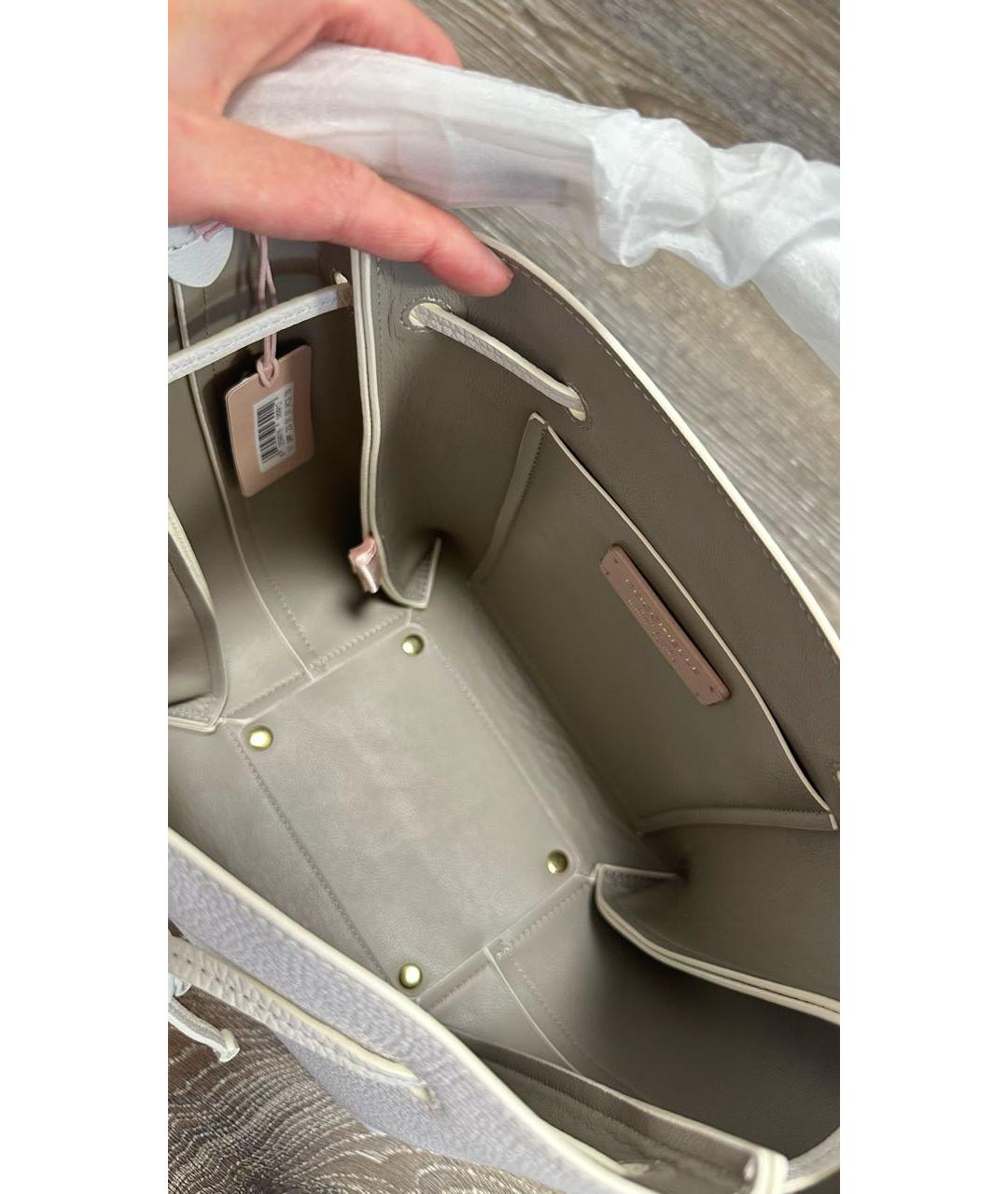 COCCINELLE Белая кожаная сумка с короткими ручками, фото 4