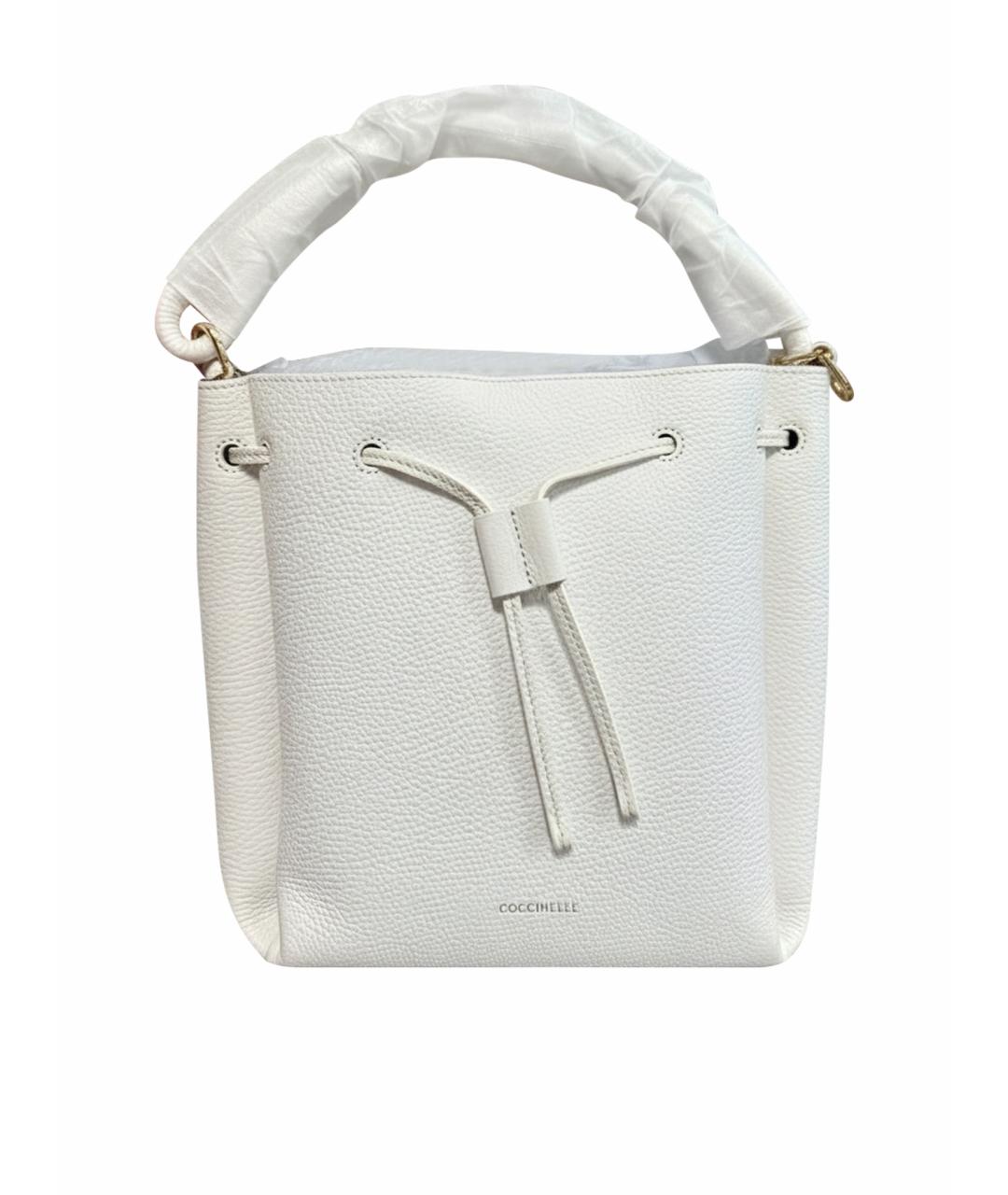 COCCINELLE Белая кожаная сумка с короткими ручками, фото 1