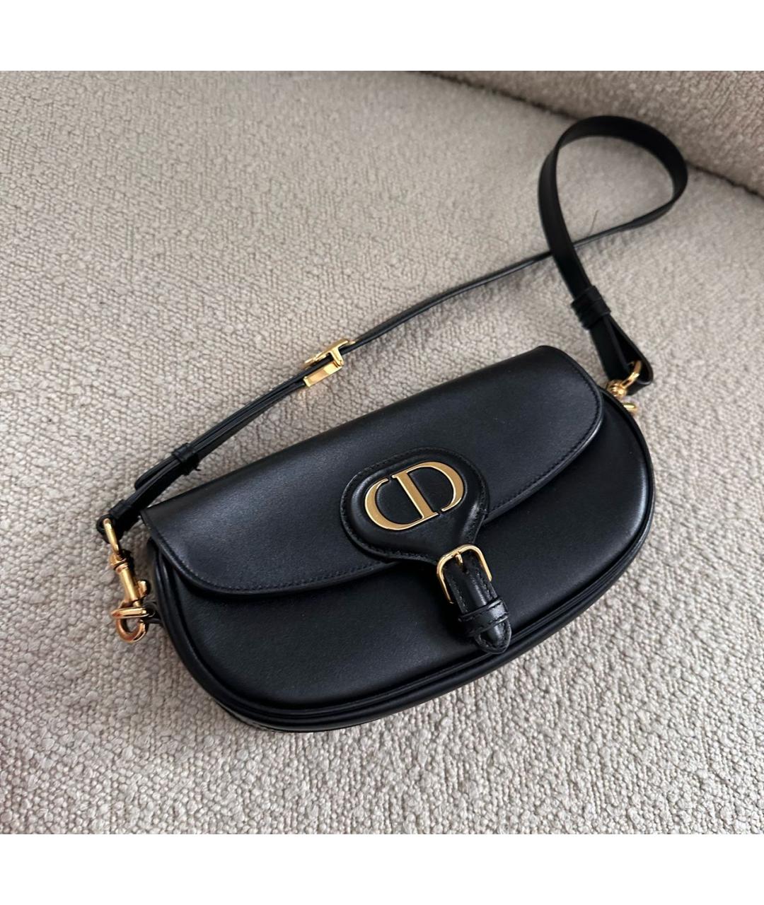 CHRISTIAN DIOR Черная кожаная сумка через плечо, фото 5