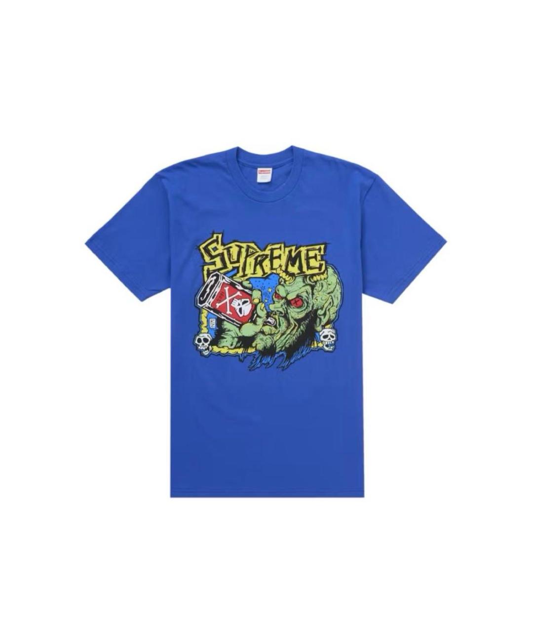 SUPREME Синяя хлопковая футболка, фото 9