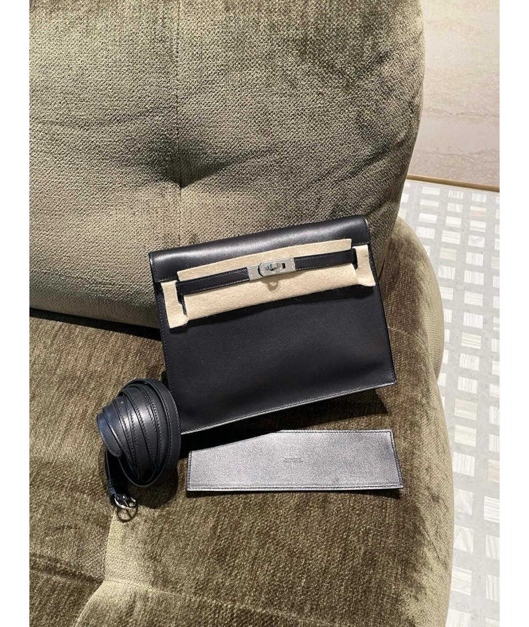 HERMES Черная кожаная сумка через плечо, фото 5