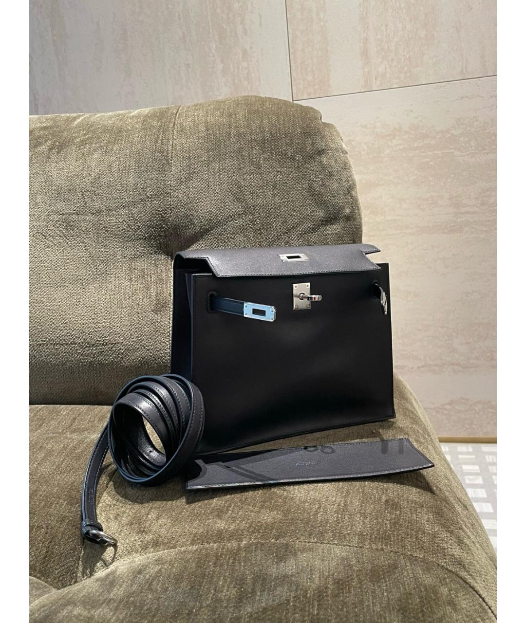 HERMES Черная кожаная сумка через плечо, фото 2