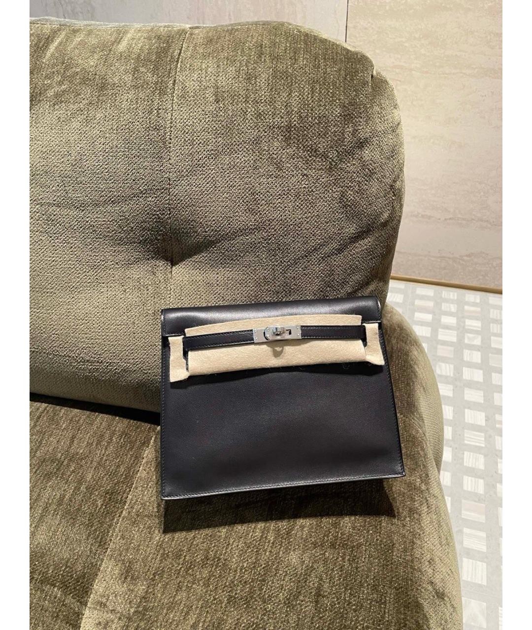 HERMES Черная кожаная сумка через плечо, фото 3