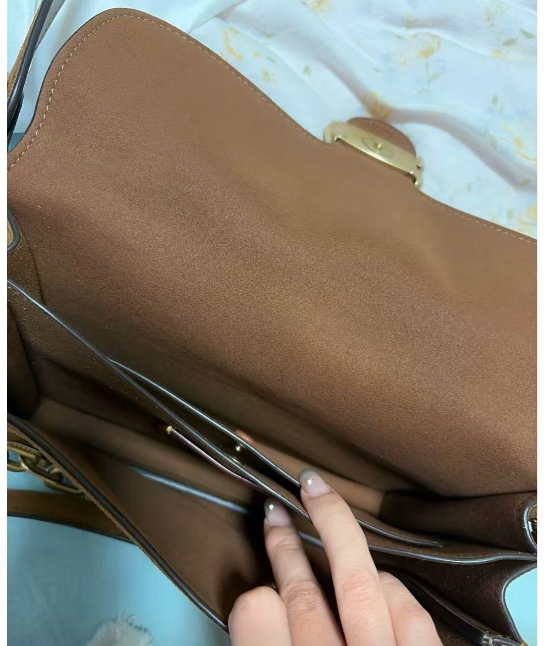 COACH Коричневая замшевая сумка через плечо, фото 7