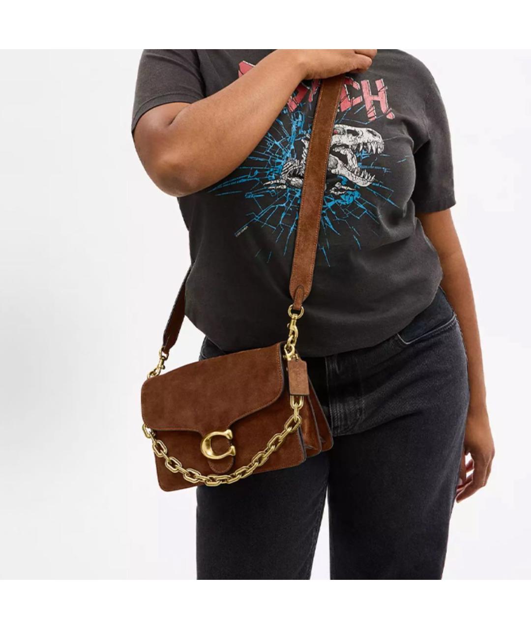 COACH Коричневая замшевая сумка через плечо, фото 5