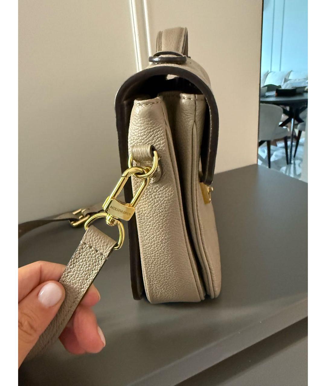 LOUIS VUITTON Бежевая кожаная сумка через плечо, фото 8