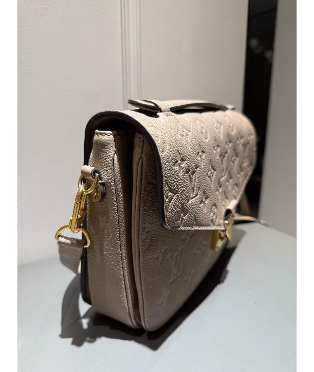 LOUIS VUITTON Бежевая кожаная сумка через плечо, фото 2