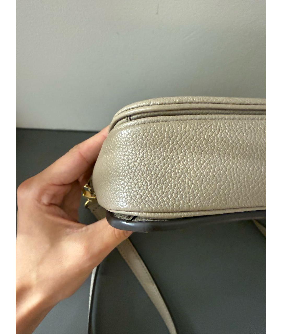 LOUIS VUITTON Бежевая кожаная сумка через плечо, фото 6