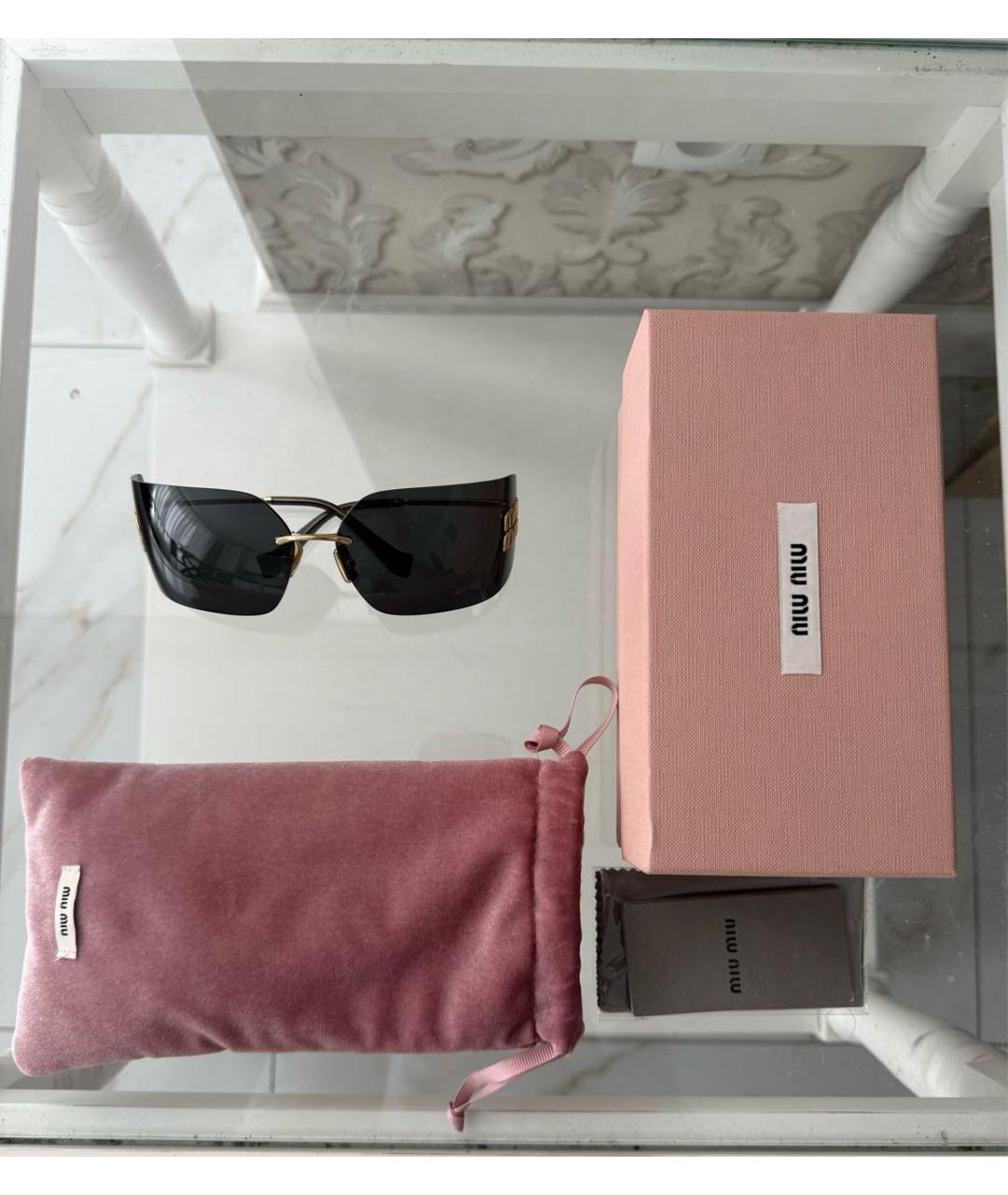 MIU MIU Черные металлические солнцезащитные очки, фото 4