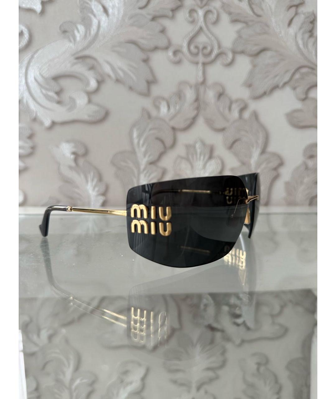 MIU MIU Черные металлические солнцезащитные очки, фото 2